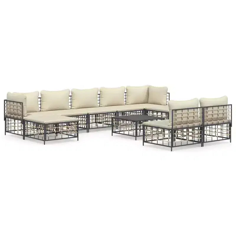 vidaXL 10-Piece Modern Garden Lounge Set with Cushions