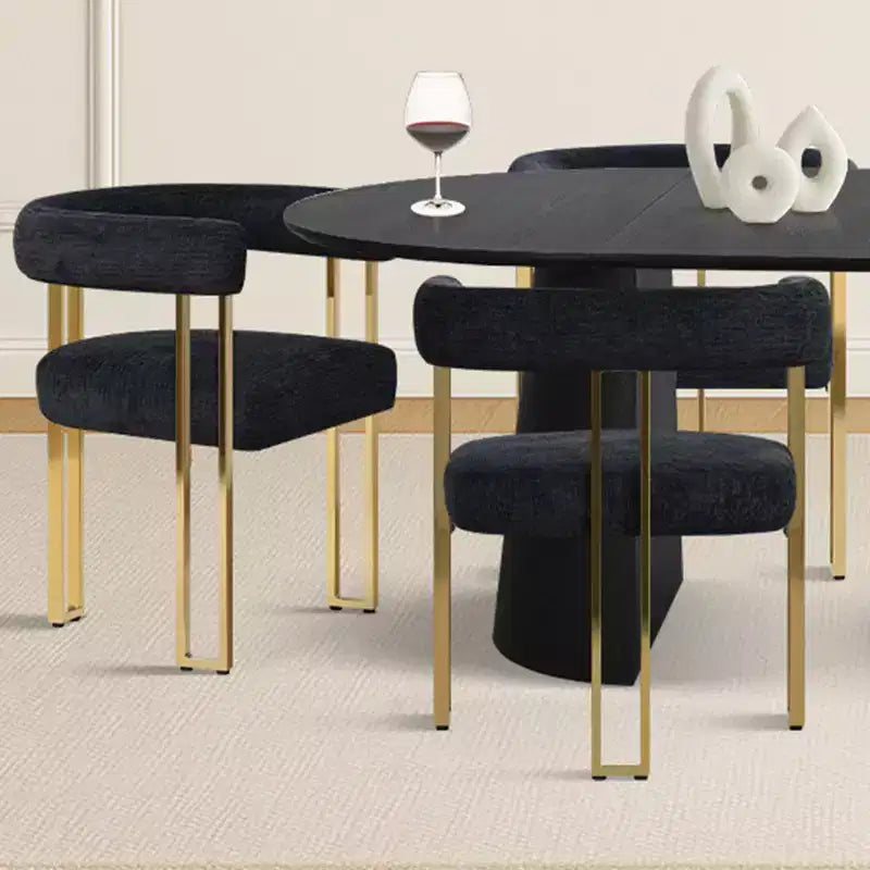Ensemble Table à Manger Ovale Extensible 3-en-1 avec Chaises Rembourrées en Chenille et Pieds en Métal Doré, Meuble de Salle à Manger Polyvalent - Panipeachy