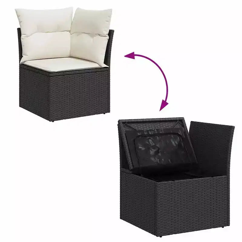 Ensemble de canapé de jardin modulable vidaXL avec rangement et coussins