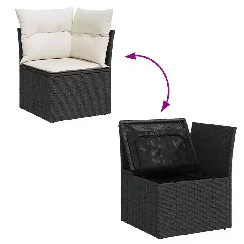 Ensemble de canapé de jardin modulable vidaXL avec rangement et coussins