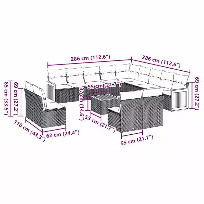 vidaXL Salon de jardin avec coussins en plusieurs coloris et au design moderne