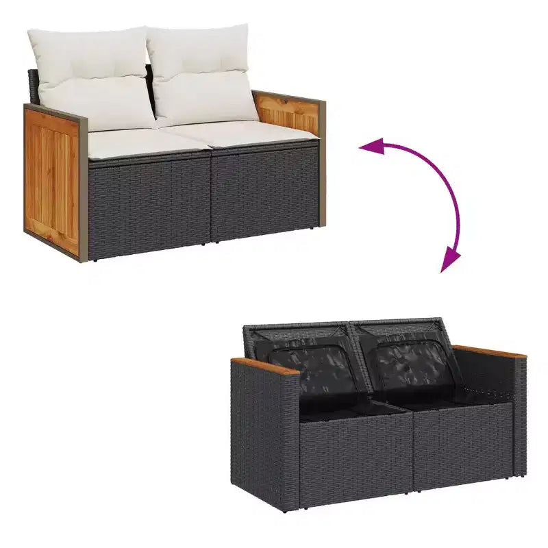 vidaXL Salon de jardin en résine tressée avec coussins en rotin PE