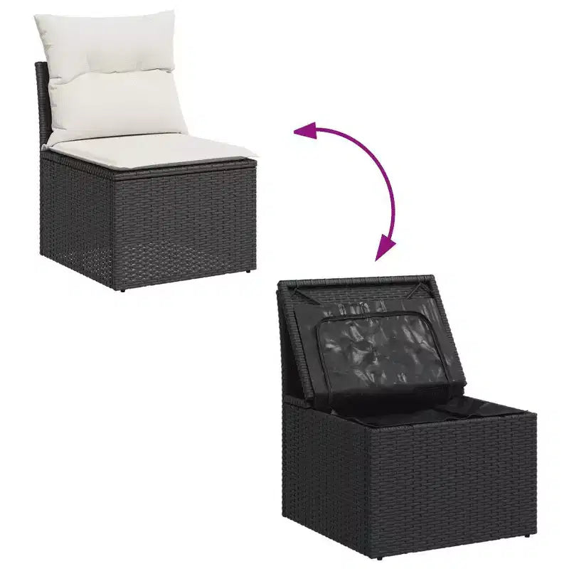 vidaXL Salon de jardin modulable en résine tressée avec coussins