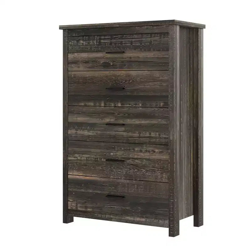Whisen Ensembles de 4 meubles de chambre à coucher, lit Queen avec tête de lit de rangement, 2 tables de chevet et 1 commode