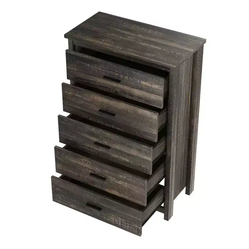 Whisen Ensembles de 4 meubles de chambre à coucher, lit Queen avec tête de lit de rangement, 2 tables de chevet et 1 commode