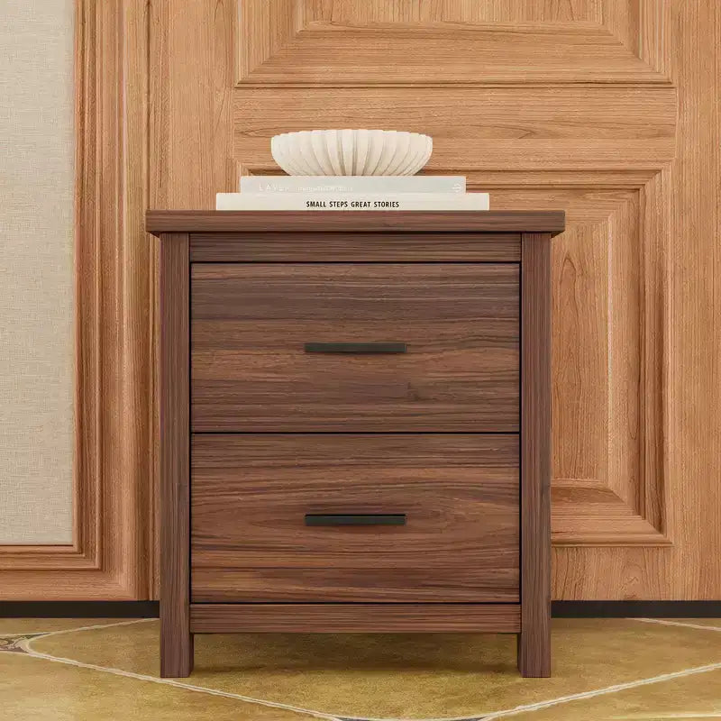 Whisen Ensembles de 4 meubles de chambre à coucher, lit Queen avec tête de lit de rangement, 2 tables de chevet et 1 commode