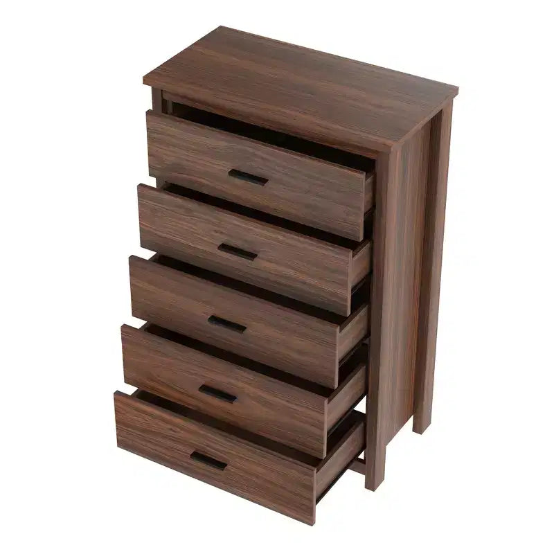 Whisen Ensembles de 4 meubles de chambre à coucher, lit Queen avec tête de lit de rangement, 2 tables de chevet et 1 commode