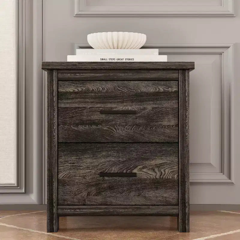 Whisen Ensembles de 4 meubles de chambre à coucher, lit Queen avec tête de lit de rangement, 2 tables de chevet et 1 commode