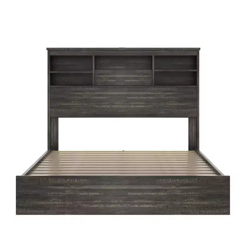 Whisen Ensembles de 4 meubles de chambre à coucher, lit Queen avec tête de lit de rangement, 2 tables de chevet et 1 commode