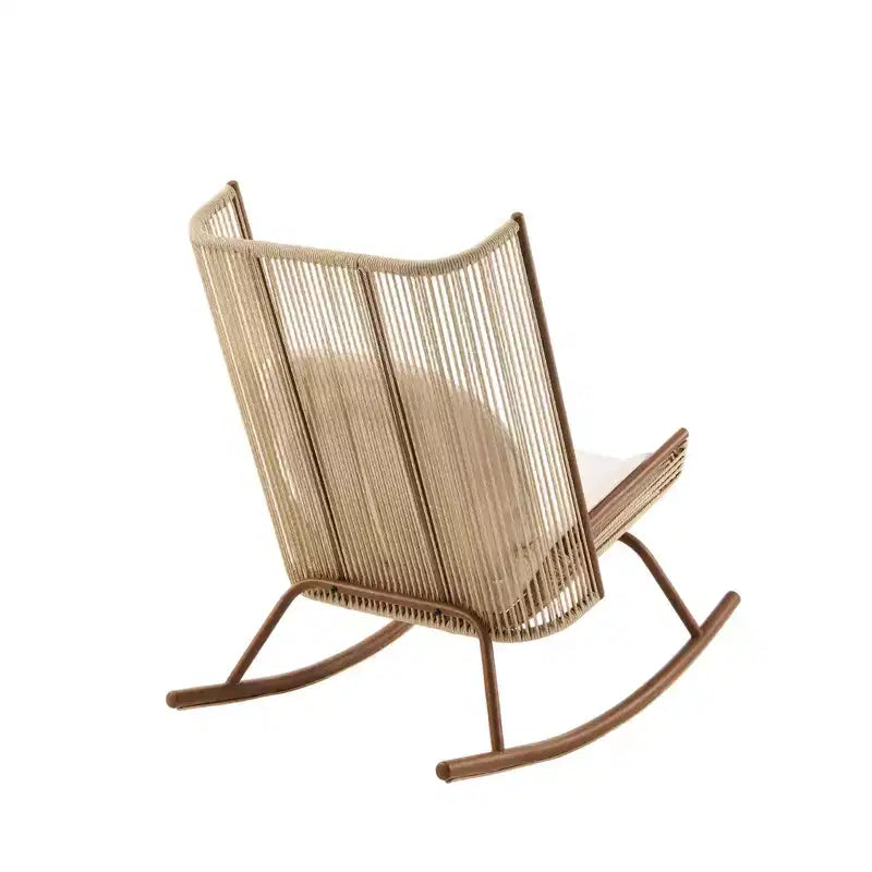 Christopher Knight Home Yann Ensemble de mobilier de jardin moderne en métal avec fauteuil à bascule et plateau de table en céramique