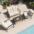 LAUSAINT HOME 4-Piece Patio Conversation Set, Comfortable Oversized Outdoor Furniture Set