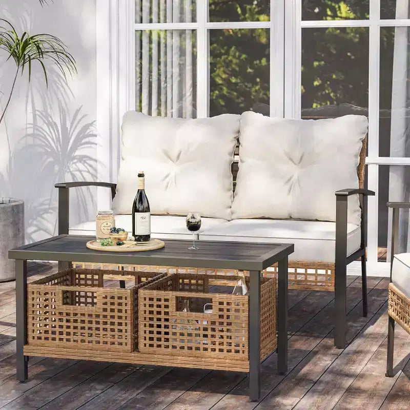 LAUSAINT HOME Ensemble de conversation 4 pièces pour patio, Ensemble de meubles d'extérieur confortables et surdimensionnés