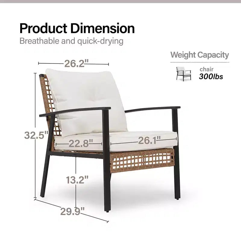 LAUSAINT HOME Ensemble de conversation 4 pièces pour patio, Ensemble de meubles d'extérieur confortables et surdimensionnés