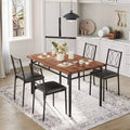 5-Piece Dining Table Set for 4, Farmhouse Wood Kitchen Table with Upholstered Chairs, Space-Saving Dining Set for Small Spaces and Apartments