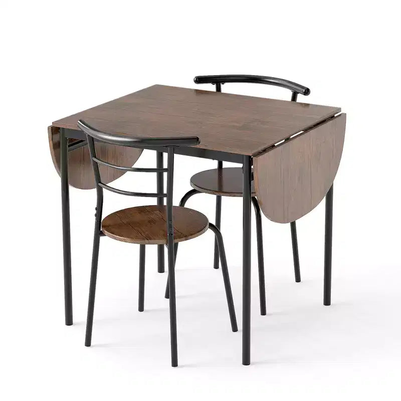 Costway Ensemble table à manger pliable 3 pièces avec 2 chaises, table de coin ovale industrielle