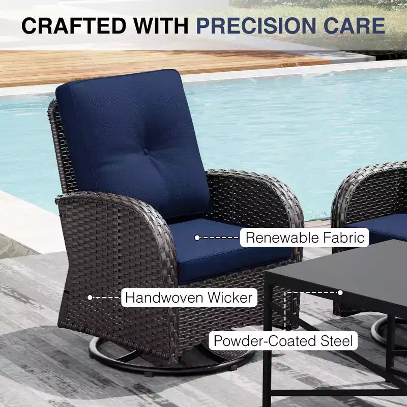 Ensemble de patio extérieur UPTIOT avec foyer, canapé, fauteuils pivotants et tables d'appoint