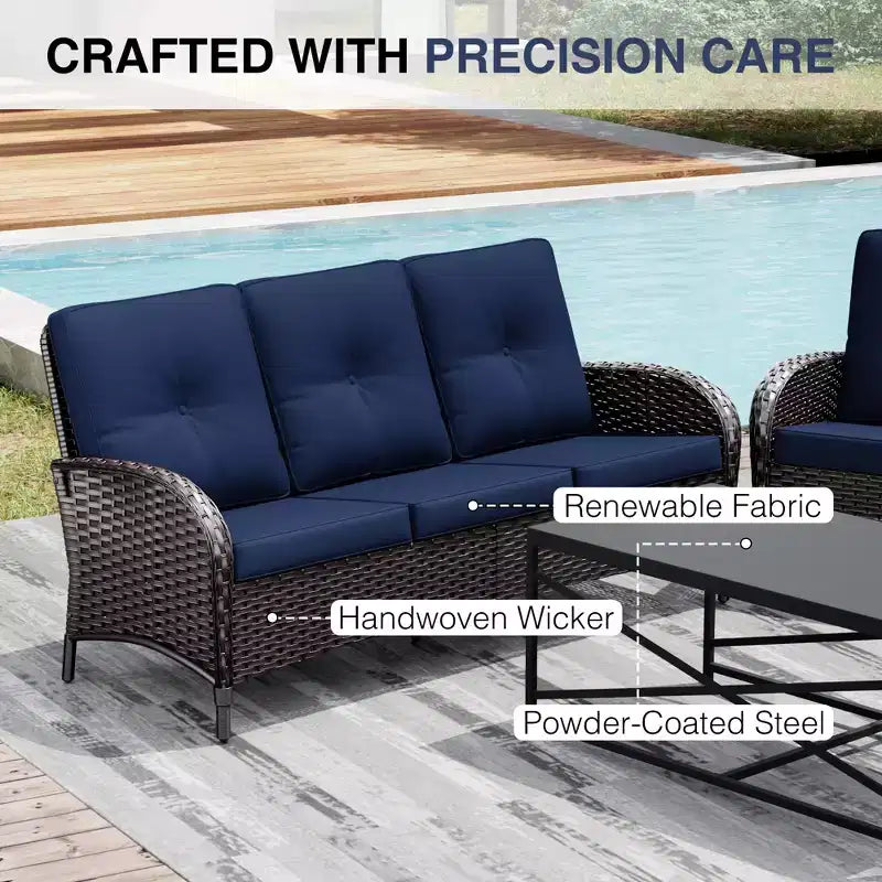 Ensemble de patio extérieur UPTIOT avec foyer, canapé, fauteuils pivotants et tables d'appoint