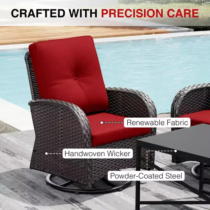 Ensemble de patio extérieur UPTIOT avec foyer, canapé, fauteuils pivotants et tables d'appoint