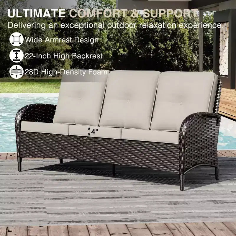 Ensemble de patio extérieur UPTIOT avec foyer, canapé, fauteuils pivotants et tables d'appoint