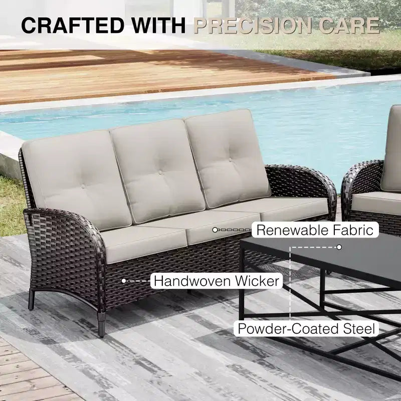 Ensemble de patio extérieur UPTIOT avec foyer, canapé, fauteuils pivotants et tables d'appoint