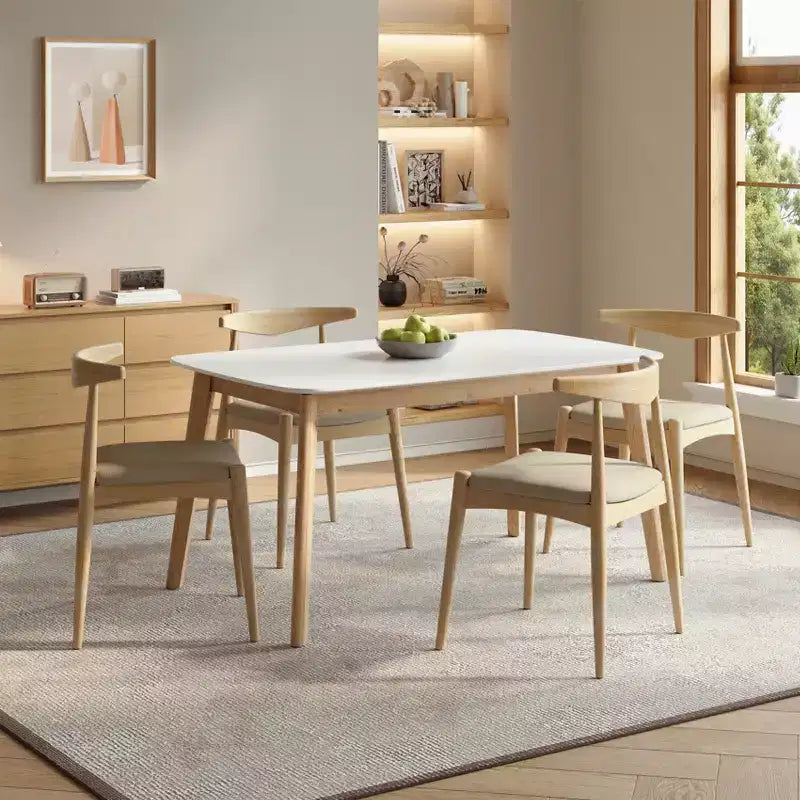 Christopher Knight Home Zahra Modern 5 Piece Rubber Wood Dining Set with Faux Leather Upholstered Chairs and Rectangular Table