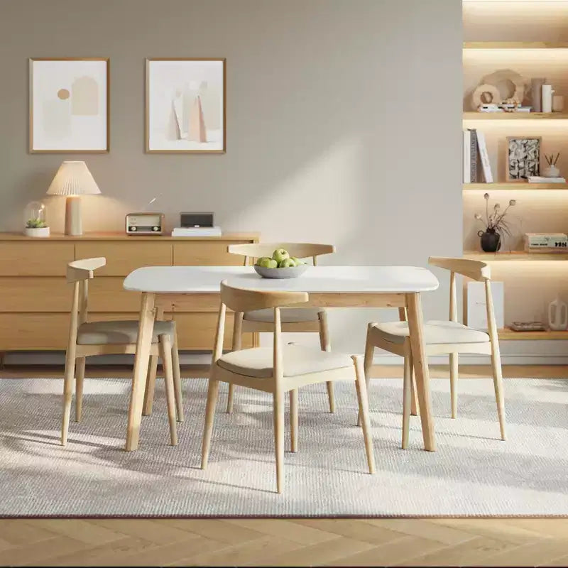 Christopher Knight Home Zahra Ensemble de salle à manger moderne 5 pièces en bois d'hévéa avec chaises rembourrées en similicuir et table rectangulaire