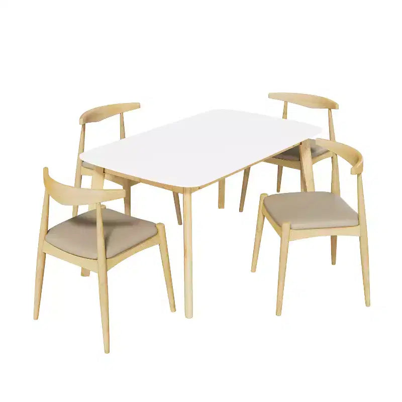 Christopher Knight Home Zahra Ensemble de salle à manger moderne 5 pièces en bois d'hévéa avec chaises rembourrées en similicuir et table rectangulaire