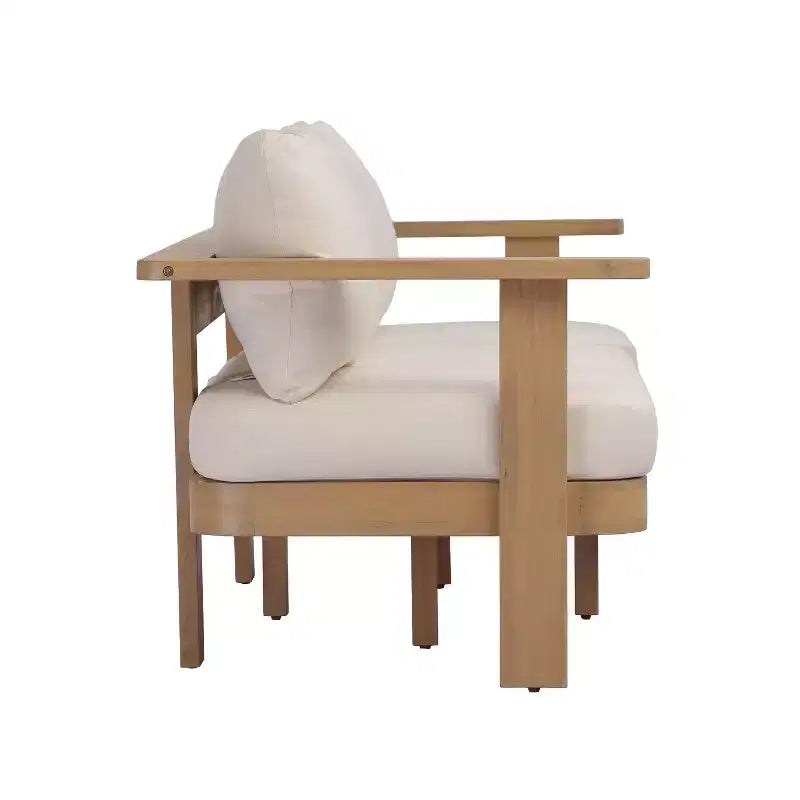 Christopher Knight Home Abena Ensemble de 4 fauteuils de terrasse modernes en bois d'acacia avec coussin et table basse à lattes