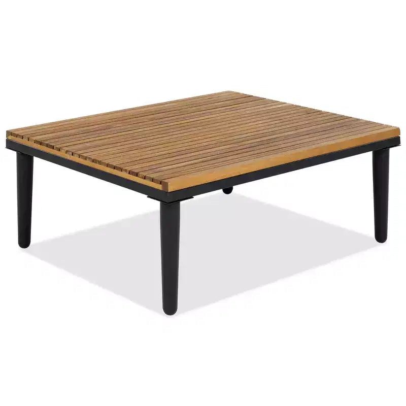 GDFStudio Nolan Ensemble de conversation de jardin moderne en bois d'acacia et métal en L avec table basse