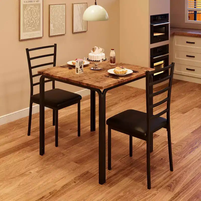 Ensemble table à manger compacte peu encombrante pour 2 personnes - Table carrée moderne avec 2 chaises - Parfait pour les petits appartements, les cuisines ou les coins repas