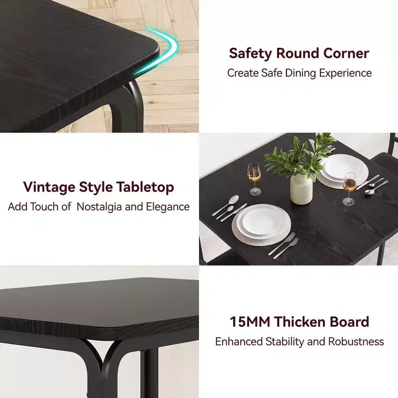 Ensemble table à manger compacte peu encombrante pour 2 personnes - Table carrée moderne avec 2 chaises - Parfait pour les petits appartements, les cuisines ou les coins repas