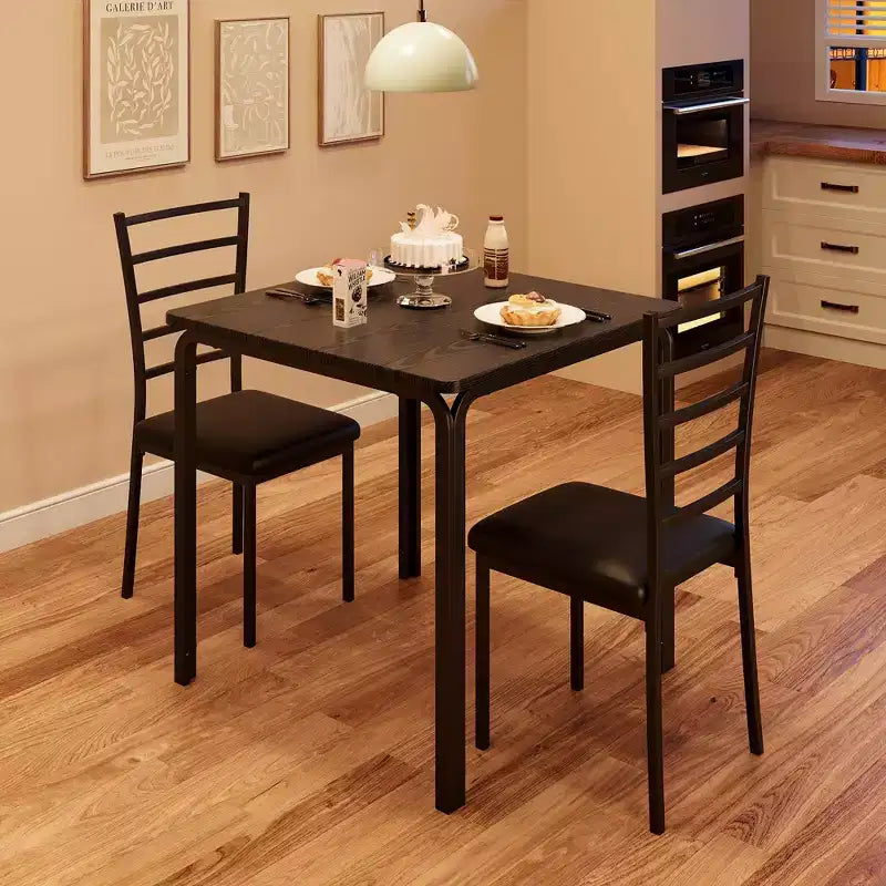 Ensemble table à manger compacte peu encombrante pour 2 personnes - Table carrée moderne avec 2 chaises - Parfait pour les petits appartements, les cuisines ou les coins repas