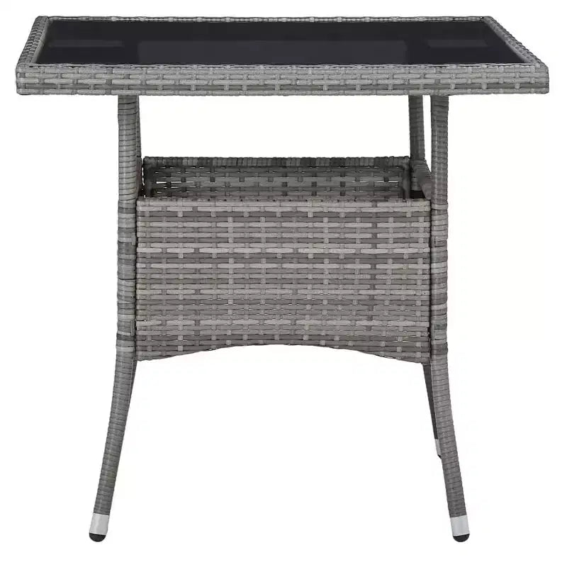 vidaXL Ensemble de jardin de repas gris en polyrotin, acier, verre, polyester 3 pièces