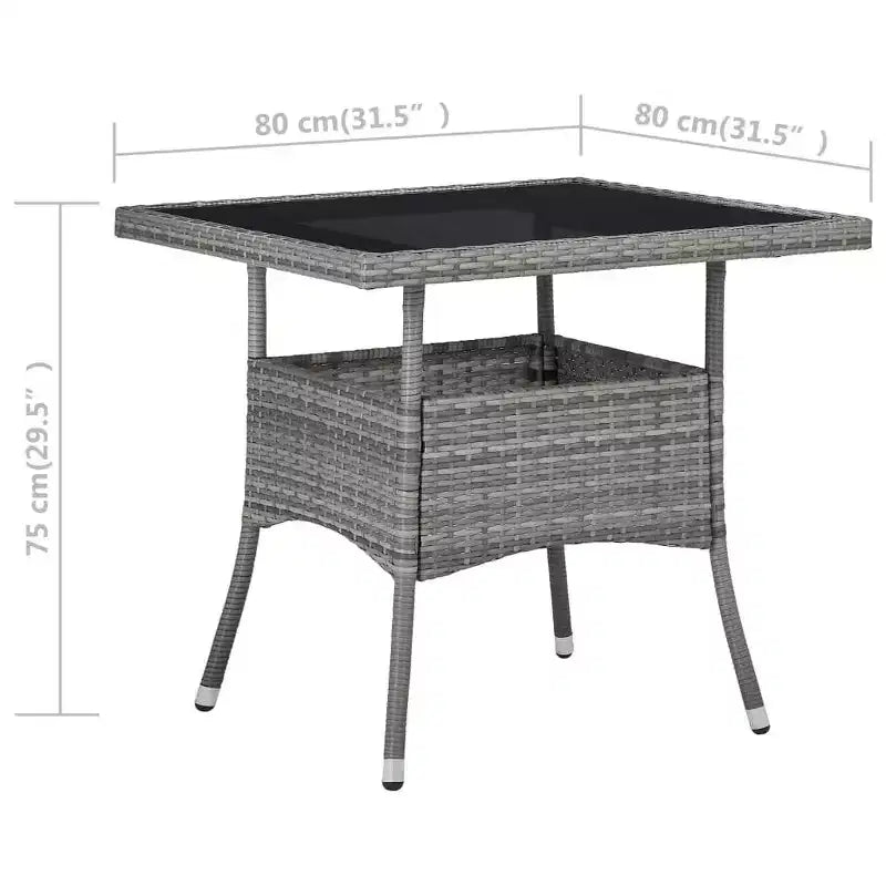 vidaXL Ensemble de jardin de repas gris en polyrotin, acier, verre, polyester 3 pièces