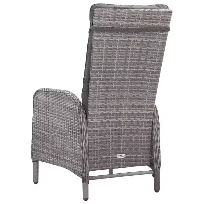 vidaXL Ensemble de jardin de repas gris en polyrotin, acier, verre, polyester 3 pièces