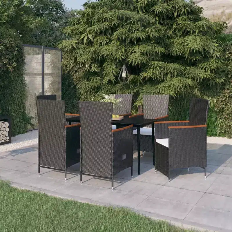 vidaXL Salon de jardin noir et blanc cassé