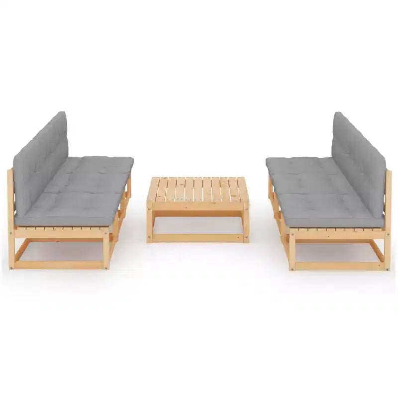 vidaXL Salon de jardin gris Bois de pin massif Ensemble de 7 pièces Modulable