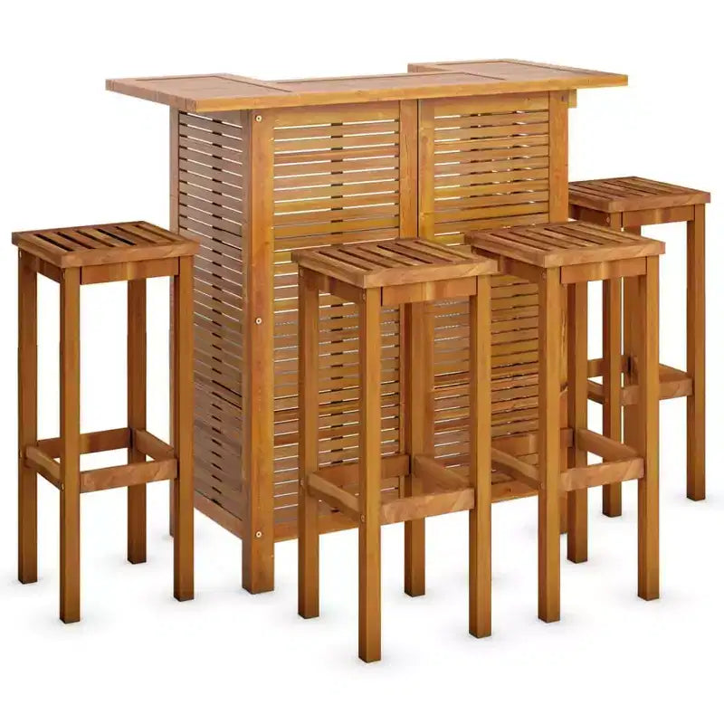 vidaXL Ensemble de bar de jardin Marron Bois d'acacia massif Repose-pieds moyen