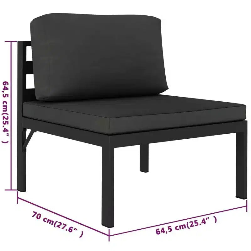 vidaXL Salon de jardin anthracite aluminium, 100% polyester, 7 pièces