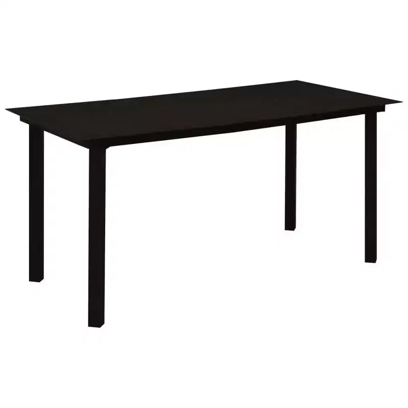 vidaXL Salon de salle à manger noir, verre, acier thermolaqué, rotin en PVC, 7 pièces