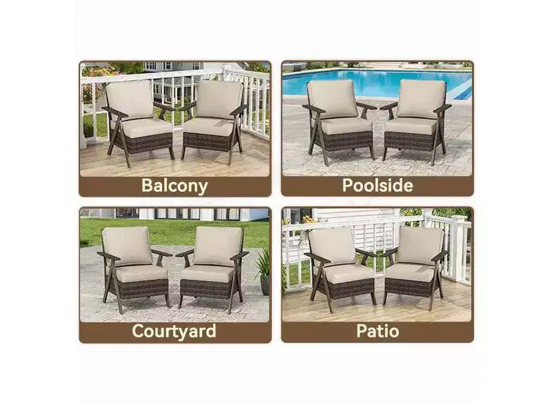 Ensemble de meubles de patio Bestier, ensemble de conversation d'extérieur avec canapé et chaises coussinés épais, table basse pour jardin, arrière-cour, porche