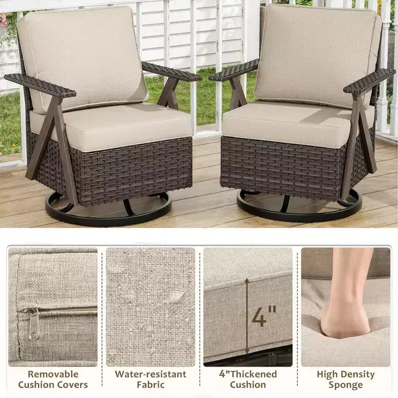 Ensemble de meubles de patio Bestier, ensemble de conversation d'extérieur avec canapé et chaises coussinés épais, table basse pour jardin, arrière-cour, porche