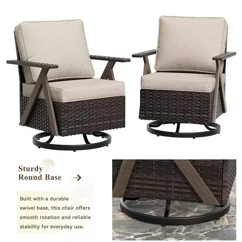 Ensemble de meubles de patio Bestier, ensemble de conversation d'extérieur avec canapé et chaises coussinés épais, table basse pour jardin, arrière-cour, porche