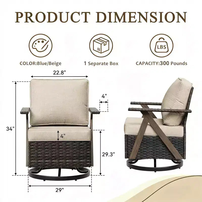 Ensemble de meubles de patio Bestier, ensemble de conversation d'extérieur avec canapé et chaises coussinés épais, table basse pour jardin, arrière-cour, porche