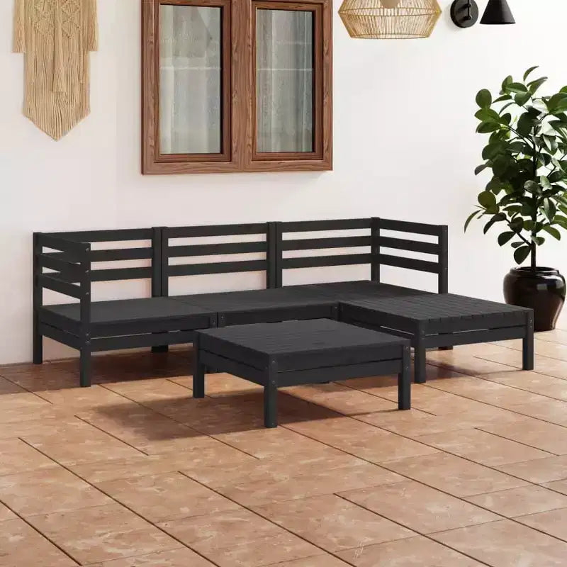 vidaXL Salon de jardin noir Bois de pin massif 63,5 cm x 63,5 cm x 62,5 cm
