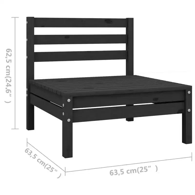 vidaXL Salon de jardin noir Bois de pin massif 63,5 cm x 63,5 cm x 62,5 cm
