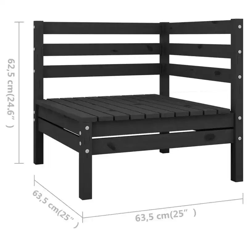 vidaXL Salon de jardin noir Bois de pin massif 63,5 cm x 63,5 cm x 62,5 cm