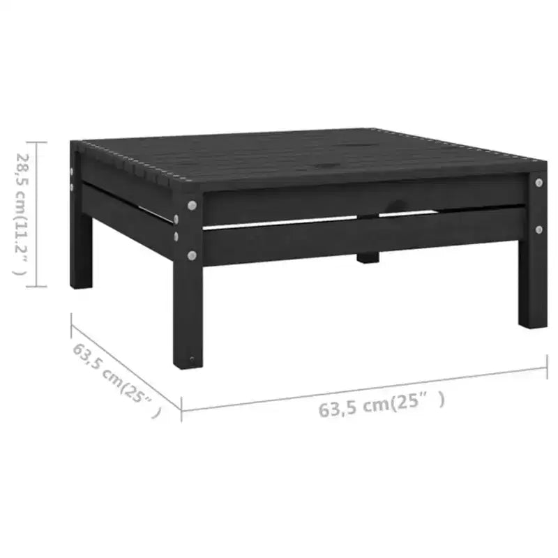 vidaXL Salon de jardin noir Bois de pin massif 63,5 cm x 63,5 cm x 62,5 cm
