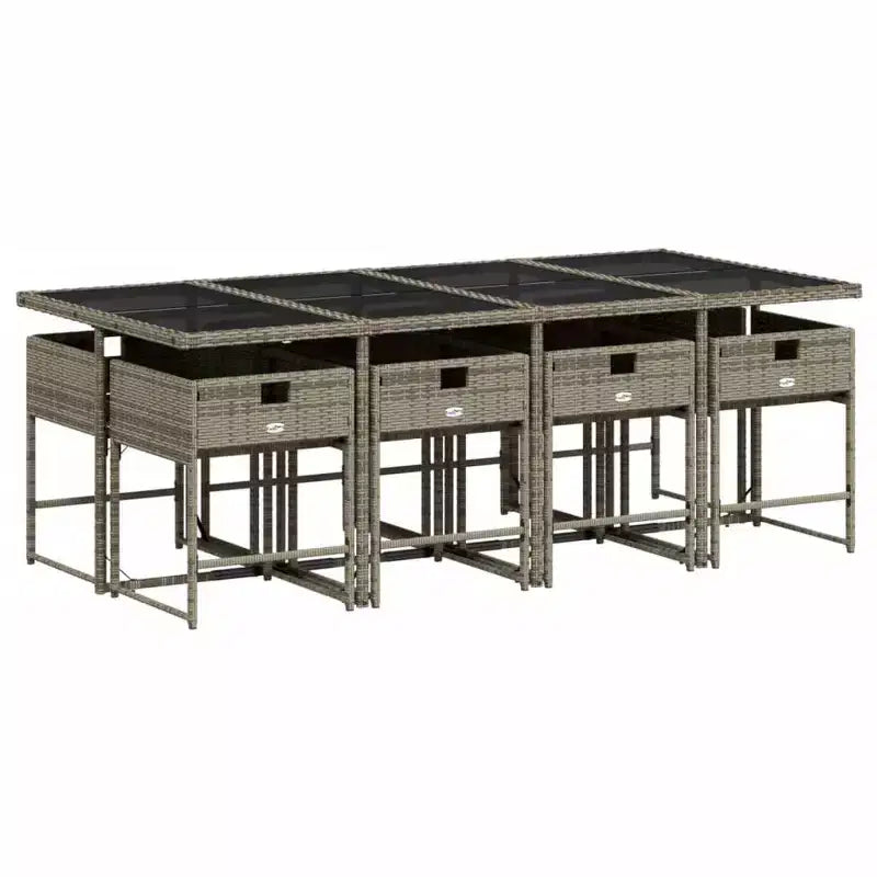 vidaXL Ensemble de salle à manger d'extérieur 8 places Résine tressée Gris 9 pièces