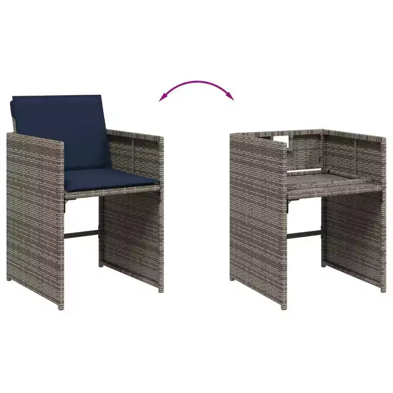 vidaXL Salon de jardin Gris, Marron, Bleu Marine